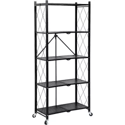 Foldable Rolling Kitchen Storage Rack, Metal