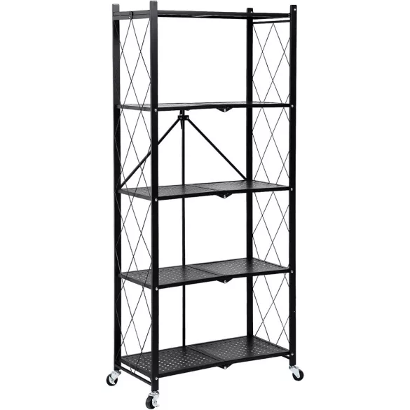 Foldable Rolling Kitchen Storage Rack, Metal