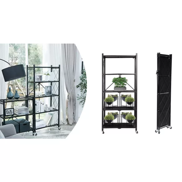 Foldable Rolling Kitchen Storage Rack, Metal