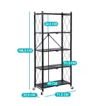 Foldable Rolling Kitchen Storage Rack, Metal