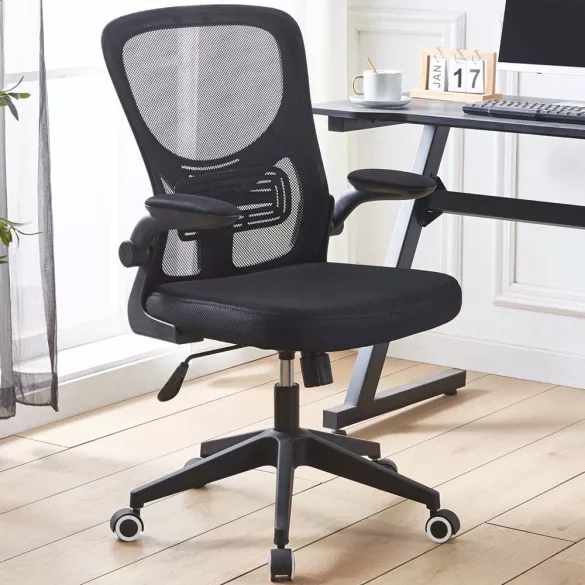 Ergonomic Office Chair with Flip-Up Armrests, Black