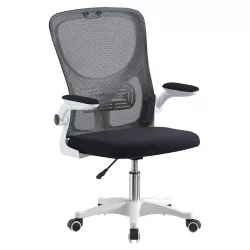 Ergonomic Office Chair with Flip-Up Armrests in White