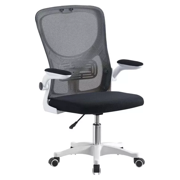 Ergonomic Office Chair with Flip-Up Armrests in White