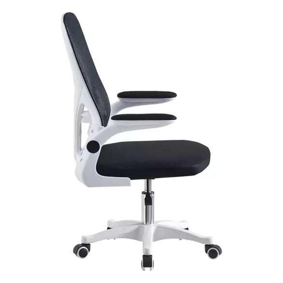 Ergonomic Office Chair with Flip-Up Armrests in White