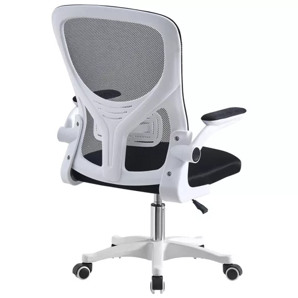 Ergonomic Office Chair with Flip-Up Armrests in White