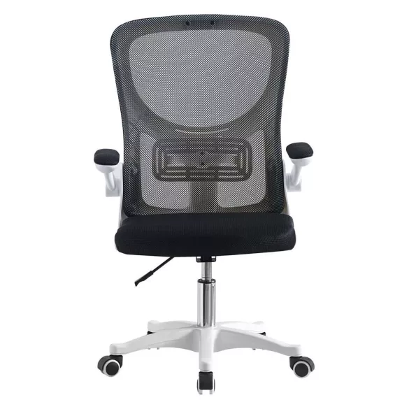 Ergonomic Office Chair with Flip-Up Armrests in White