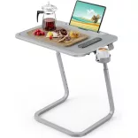 Adjustable Height Breakfast Table with Tablet Holder, Grey