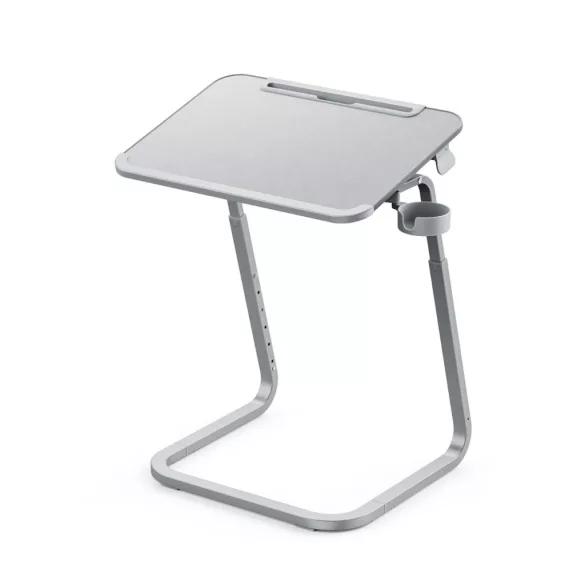 Adjustable Height Breakfast Table with Tablet Holder, Grey