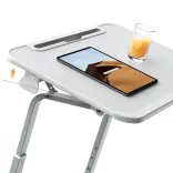 Adjustable Height Breakfast Table with Tablet Holder, Grey