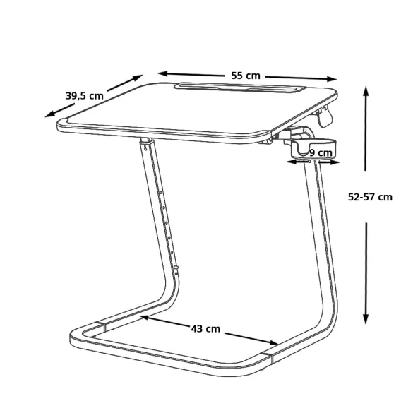 Adjustable Height Breakfast Table with Tablet Holder, Grey