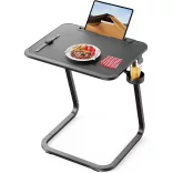 Adjustable Height Breakfast Table with Tablet Holder, Black