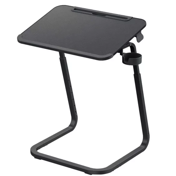 Adjustable Height Breakfast Table with Tablet Holder, Black