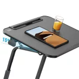 Adjustable Height Breakfast Table with Tablet Holder, Black