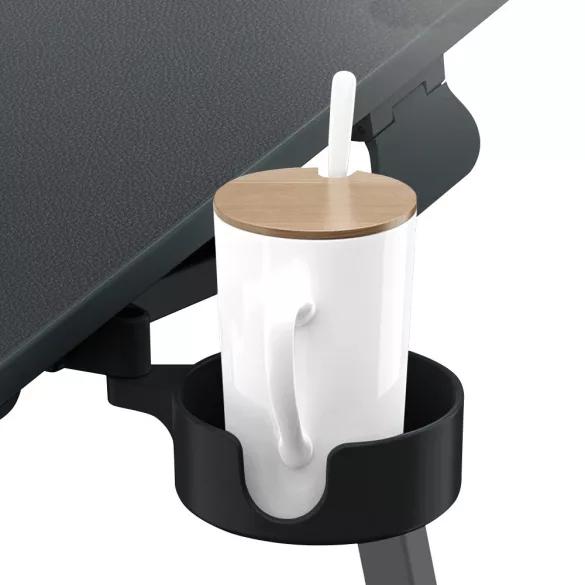 Adjustable Height Breakfast Table with Tablet Holder, Black