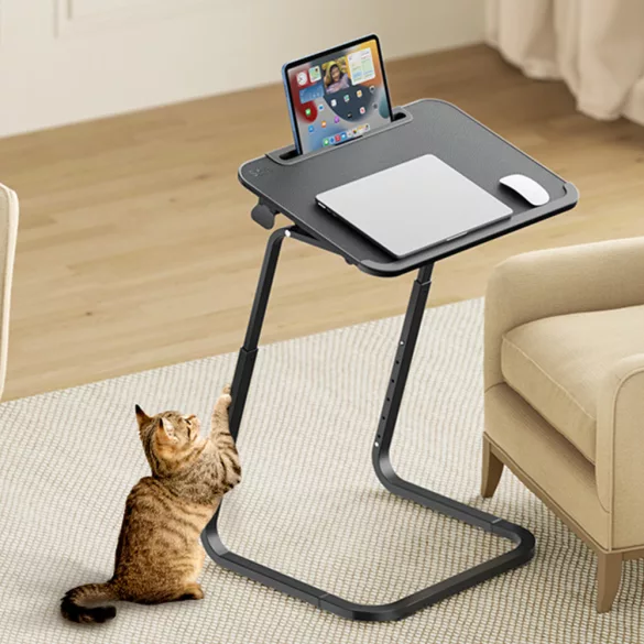 Adjustable Height Breakfast Table with Tablet Holder, Black