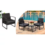 2-person outdoor furniture set with coffee table