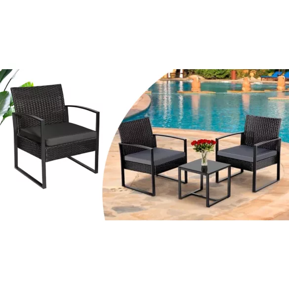 2-person outdoor furniture set with coffee table