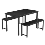 3-piece metal frame dining set with 2 benches