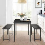 3-piece metal frame dining set with 2 benches