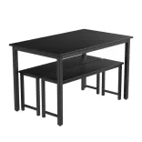 3-piece metal frame dining set with 2 benches