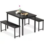 3-piece metal frame dining set with 2 benches