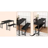 3-piece metal frame dining set with 2 benches