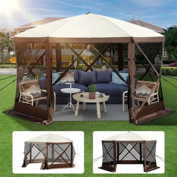 8-person waterproof camping tent with storage and mosquito net