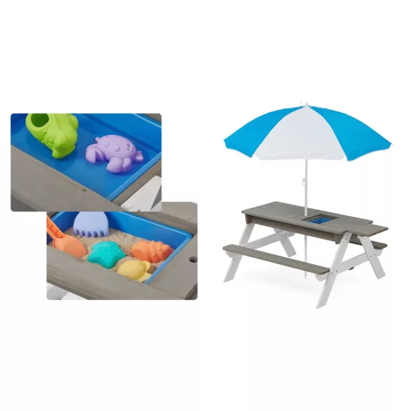3-in-1 Kids Picnic Table with Umbrella