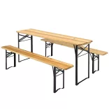 Wooden Beer Bench Set, 3 Pieces