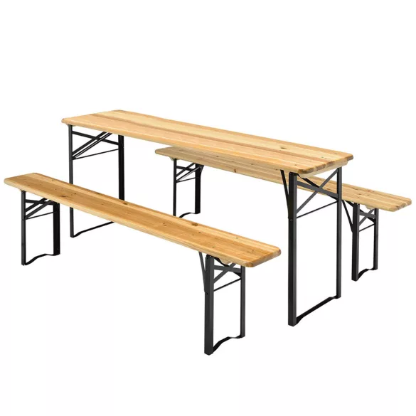 Wooden Beer Bench Set, 3 Pieces