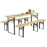 Wooden Beer Bench Set, 3 Pieces