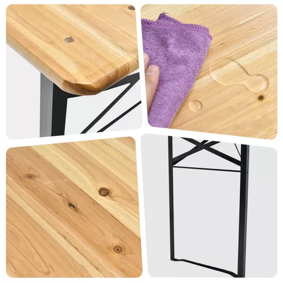 Wooden Beer Bench Set, 3 Pieces