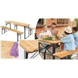 Wooden Beer Bench Set, 3 Pieces