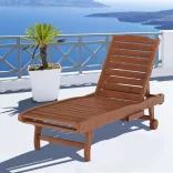 Adjustable Wooden Lounger with Pull-Out Storage