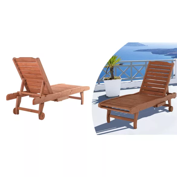Adjustable Wooden Lounger with Pull-Out Storage
