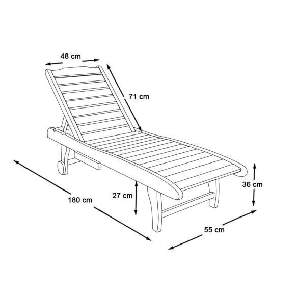 Adjustable Wooden Lounger with Pull-Out Storage