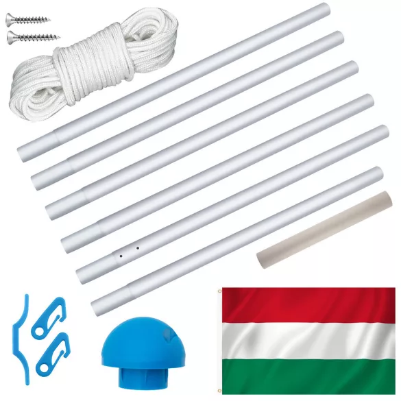 Double-sided flagpole with a 90x150cm Hungarian flag
