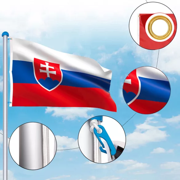 Double-sided flagpole with Slovak flag 90x150cm
