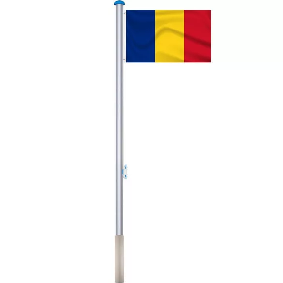 Double-sided flagpole with 90x150cm Romanian flag