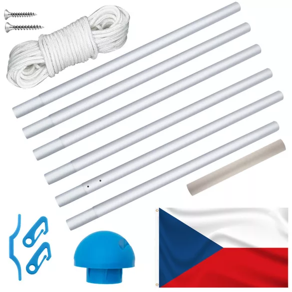 Double-sided flagpole with 90x150cm Czech flag