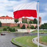 Double-sided flagpole with 90x150cm Polish flag
