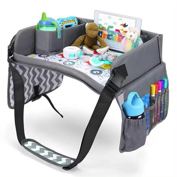 Portable Kids Table for Car, with Pockets, Grey