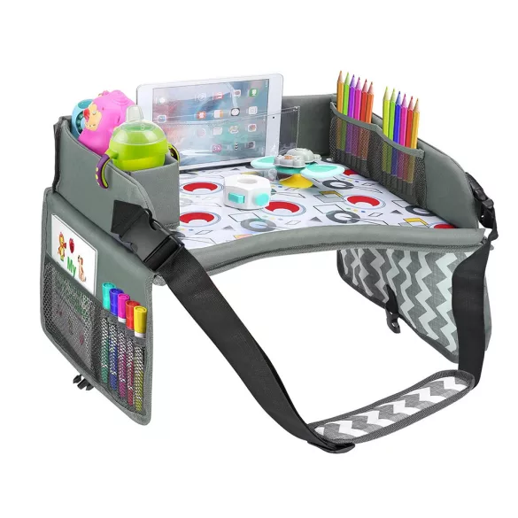 Portable Kids Table for Car, with Pockets, Grey