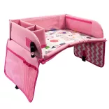 Portable Kids' Car Table with Pockets, Pink