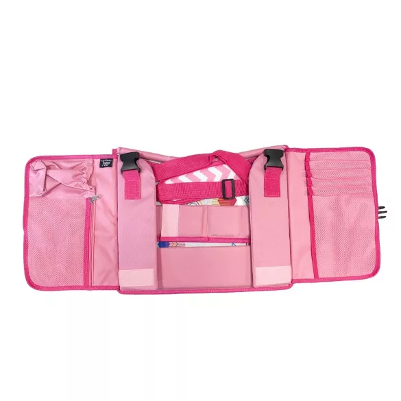Portable Kids' Car Table with Pockets, Pink