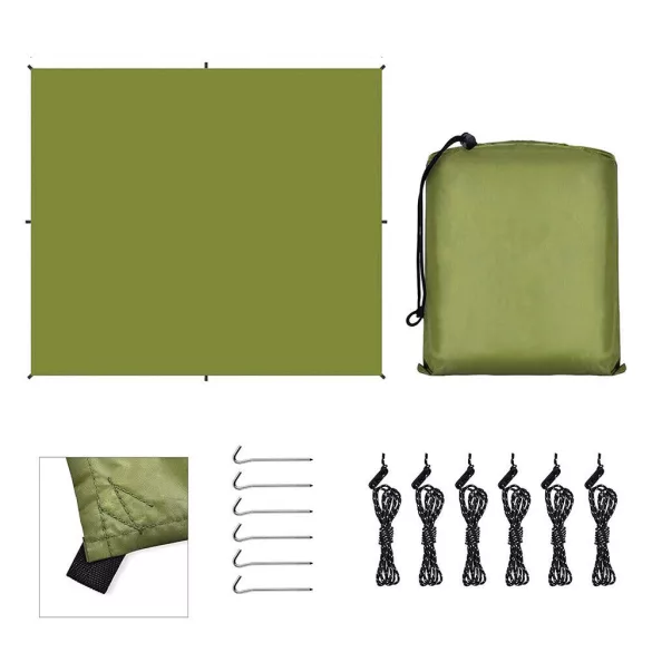 3x3 meter waterproof tarp for camping, with a free carrying bag
