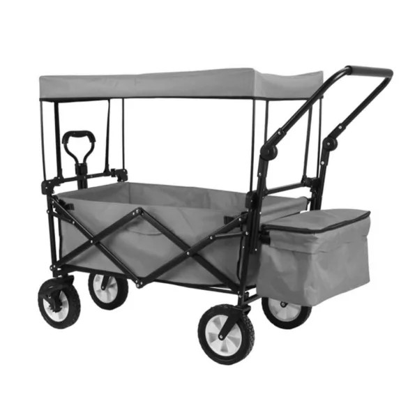 Folding Cart with Canopy, Pullable and Pushable, Gray