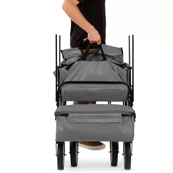 Folding Cart with Canopy, Pullable and Pushable, Gray