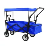 Folding cart with a canopy, pullable and pushable, dark blue