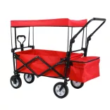 Folding Cart with Canopy, Pullable and Pushable, Red